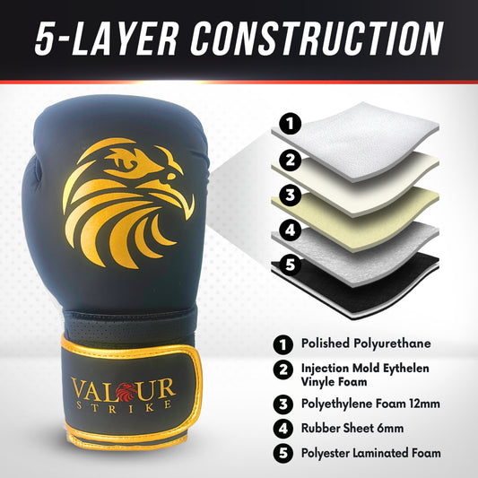 NEW 2026 - Boxing Gloves Matte Black & Gold – Training & Sparring Gloves 10oz–16oz