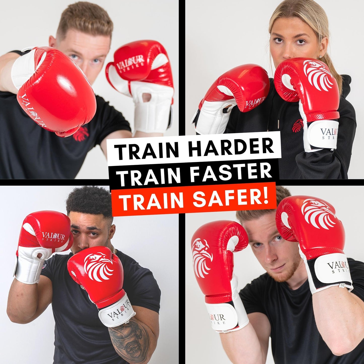 men and women in red boxing gloves by valour strike