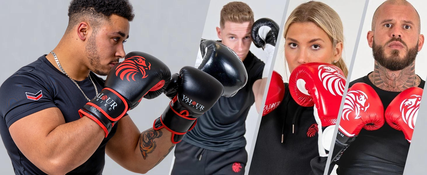 Boxing Gloves Valour Strike black boxing gloves red boxing gloves
