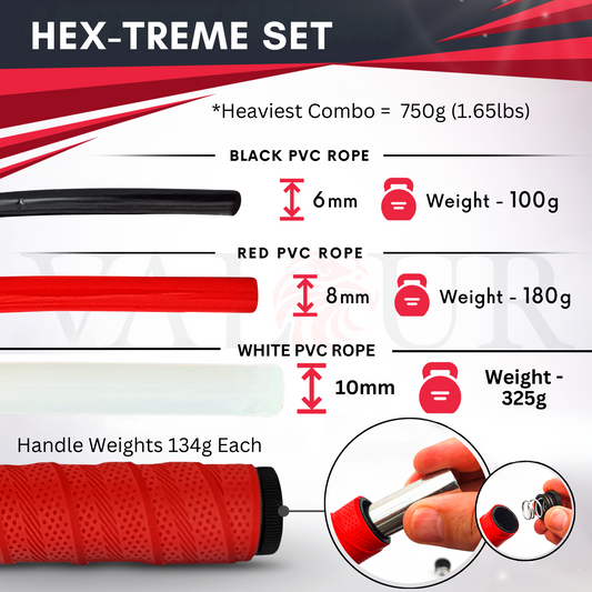 6-in-1 Jump Rope Set – Weighted Skipping Rope for Fitness- Hextreme Set
