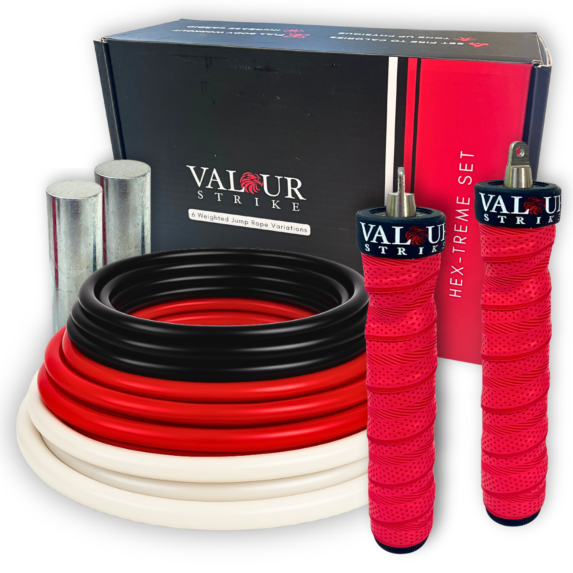 Valour Ropes Hex-treme Weighted Skipping Rope Set - Heavy Jump Rope Set (6 in 1 ...