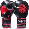 black and red boxing gloves by valour strike