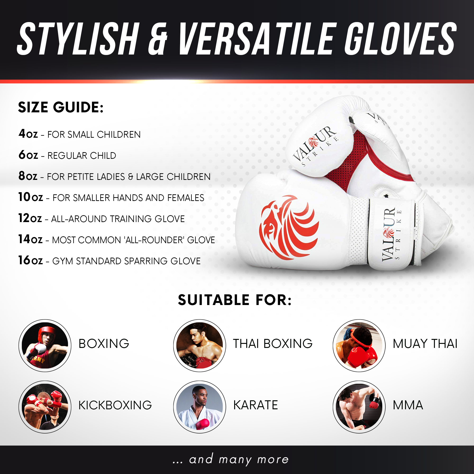Boxing gloves size guide UK