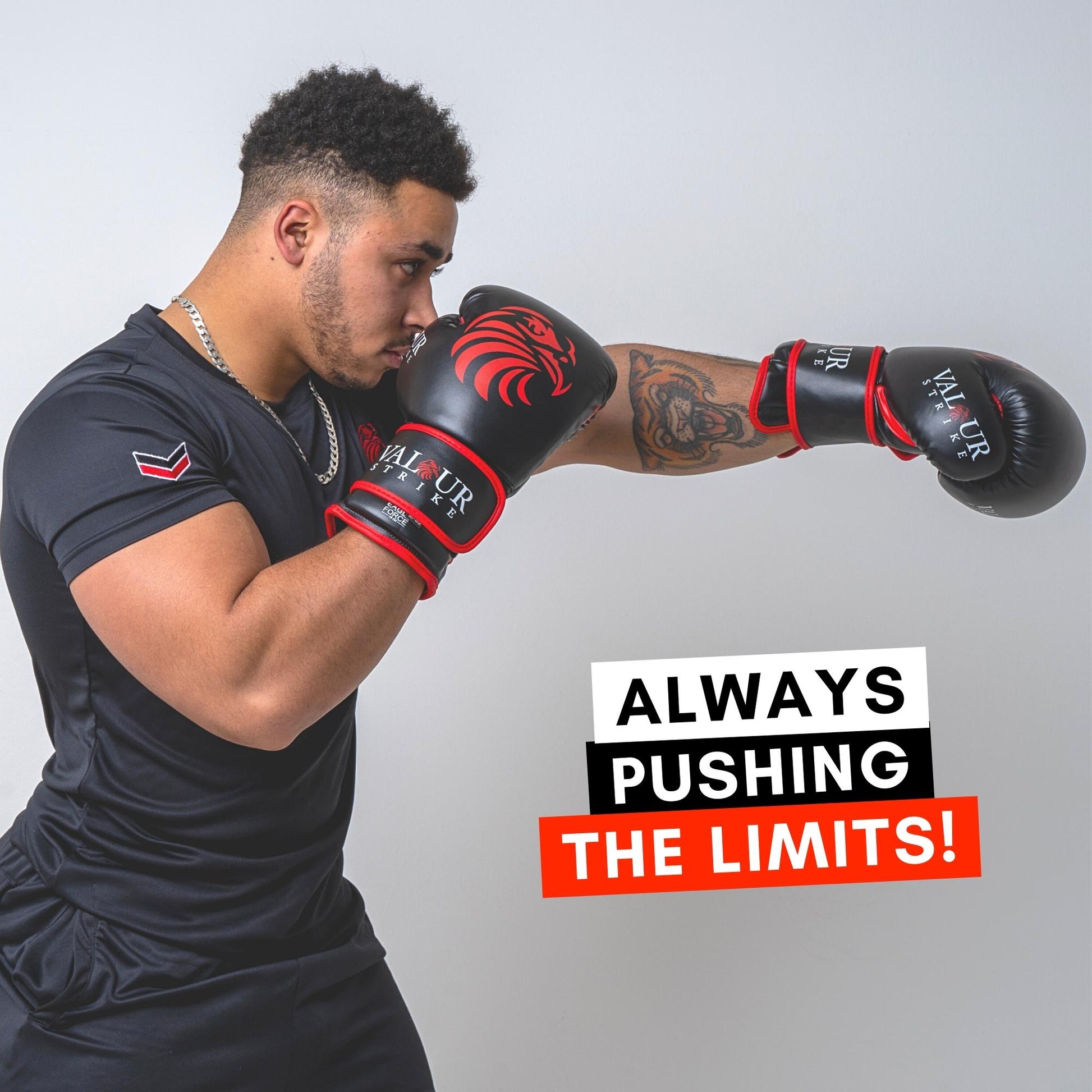 Valour Strike Black Red Boxing Gloves CV-10z Free UK Delivery